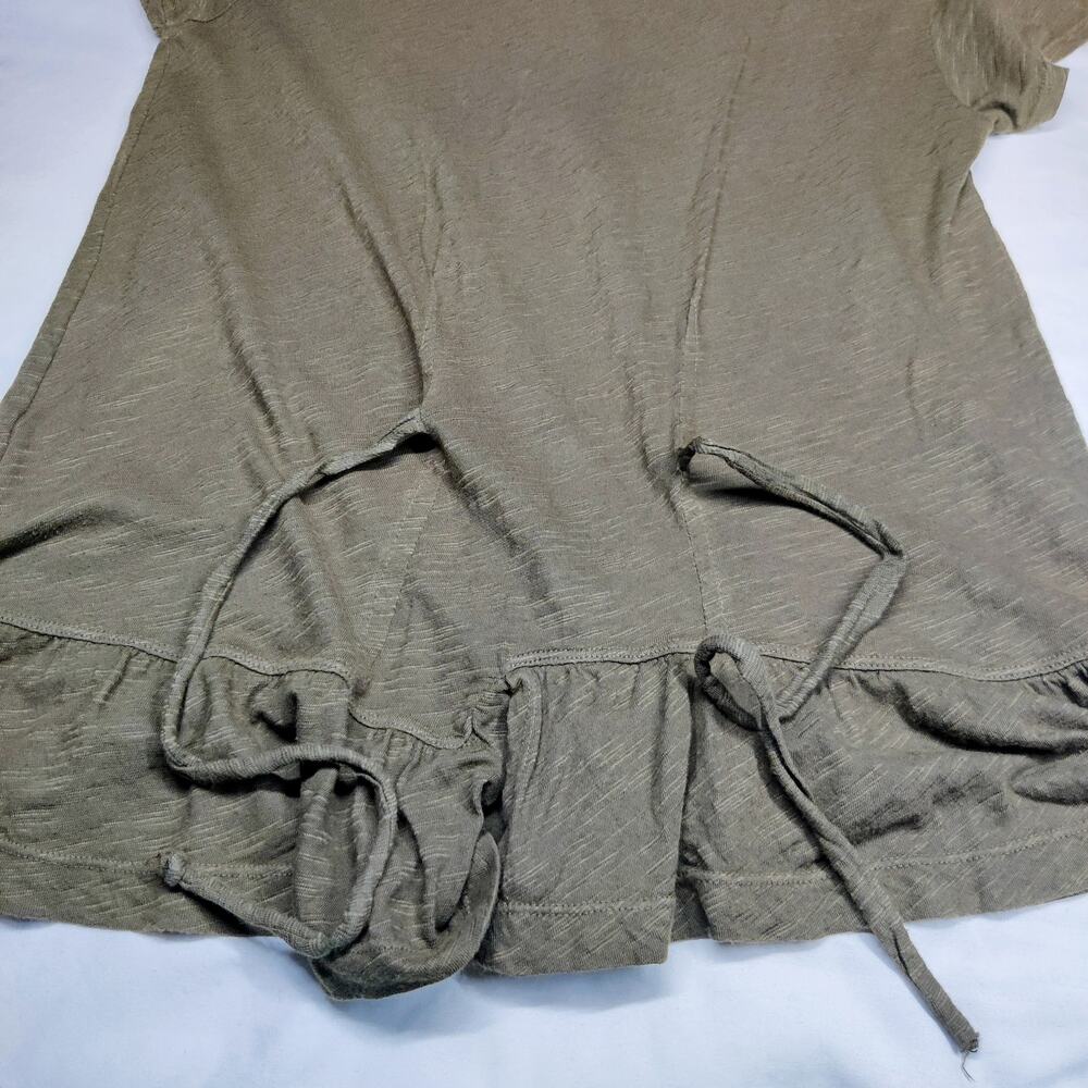 Anthropologie Left of Center Belmont Tie Back Peplum T Shirt XS Ruffle Slub Knit - Picture 7 of 14